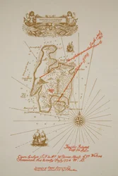 Karta över Skattkammarön, en illustration ur ”Skattkammarön” av Robert Louis Stevenson, utgiven av Charles Scribner